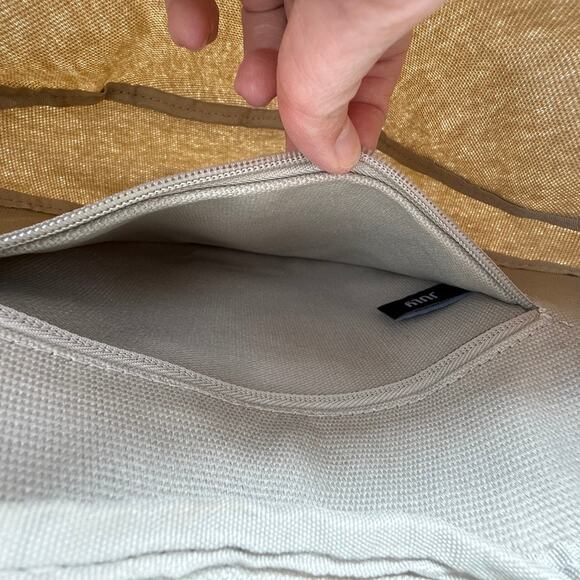 July Everyday Crescent Crossbody Bag in Taupe Beige 100% Cotton Minimalist Style - Picture 8 of 16